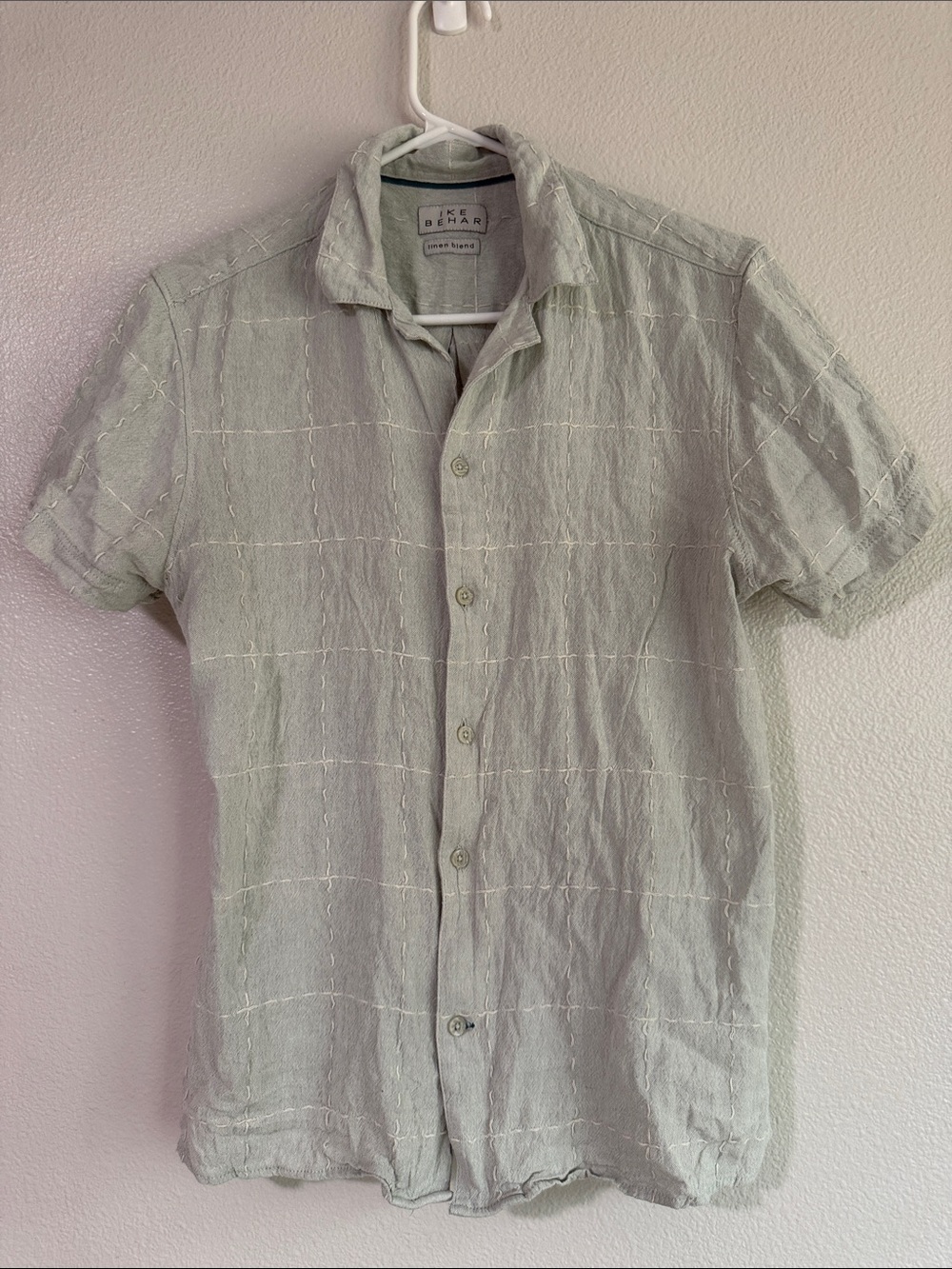 Ike Behar Light Sage Green Short-Sleeve Button-Down Shirt
